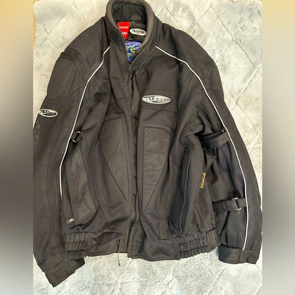 Nitro Racing Large Men's Black Padded Dura Guard Motorcycle Jacket ships fast
